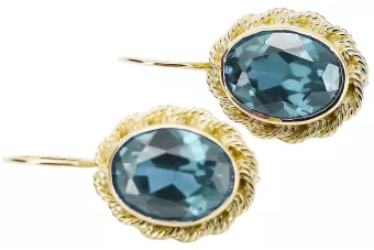 Aquamarin 14 Karat Gelbgold Ohrringe Vintage Schmuck vec007y